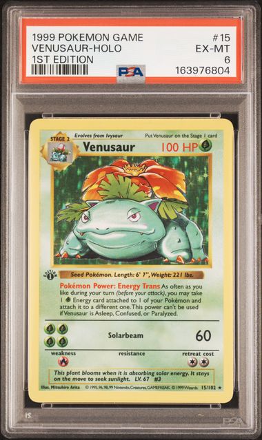 1999 POKEMON GAME #15 VENUSAUR-HOLO 1ST EDITION PSA 6