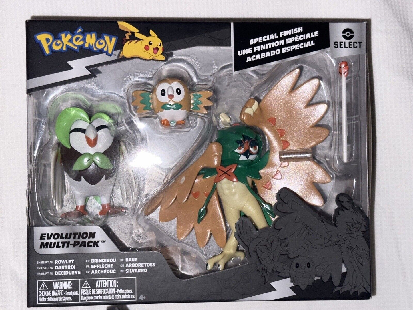 Pokemon Select Evolution Multi-Pack Rowlet Datrix Decidueye Action Figures (box wear)