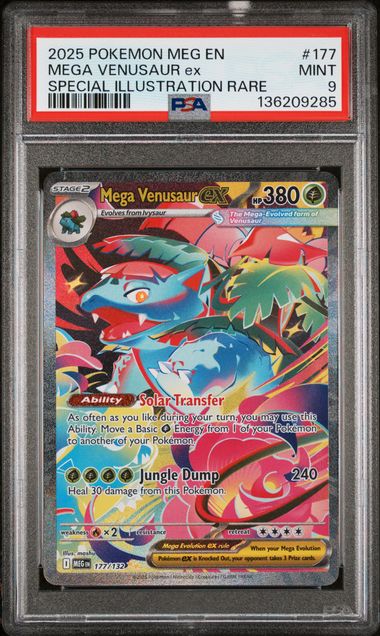 Pokemon TCG! 2025 POKEMON MEG EN-MEGA EVOLUTION #177 MEGA VENUSAUR ex SPECIAL ILLUSTRATION RARE PSA 9