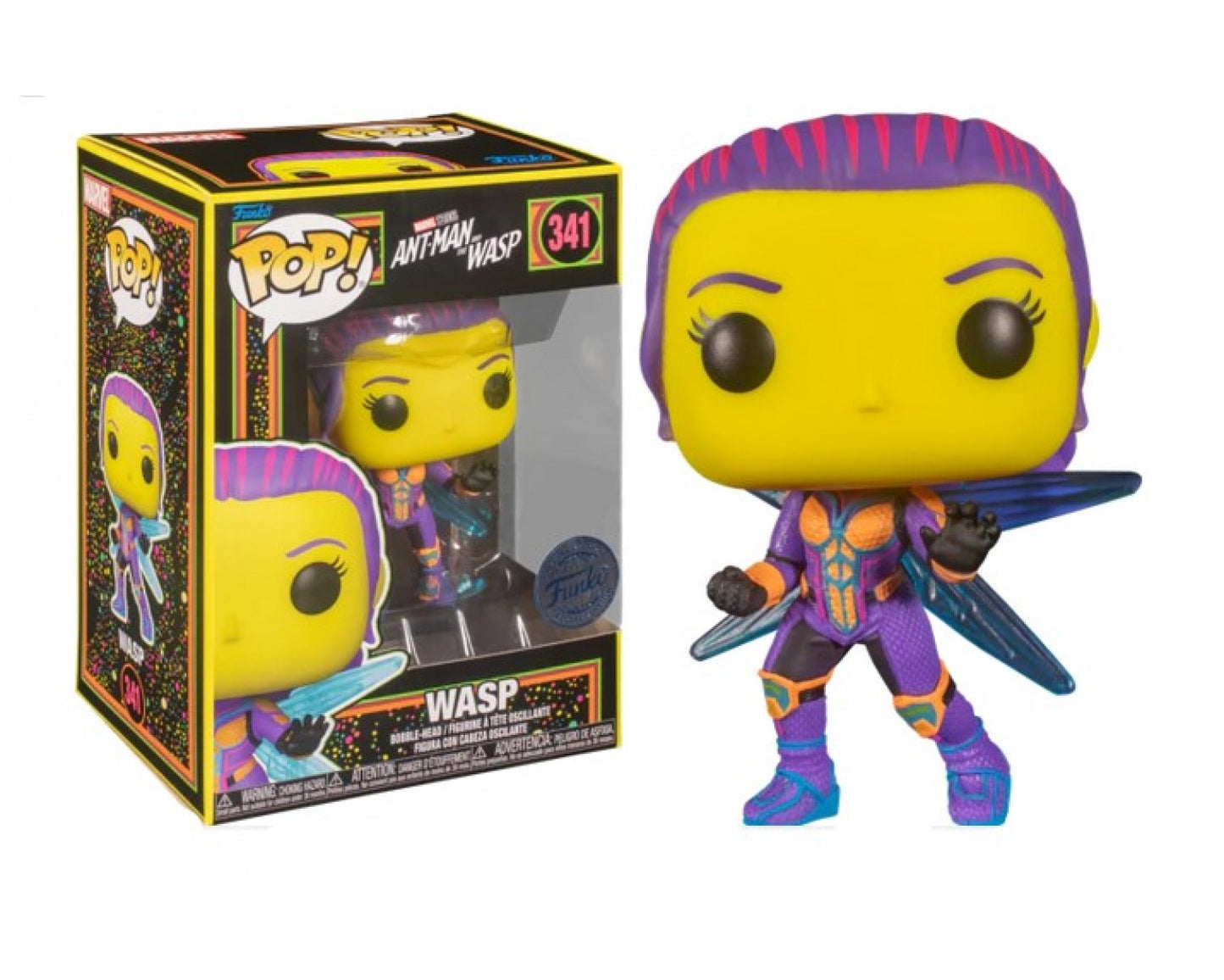 Funko POP! Antman and The Wasp - Marvel Blacklight #341 WASP SPECIAL EDITION + PROTECTOR!