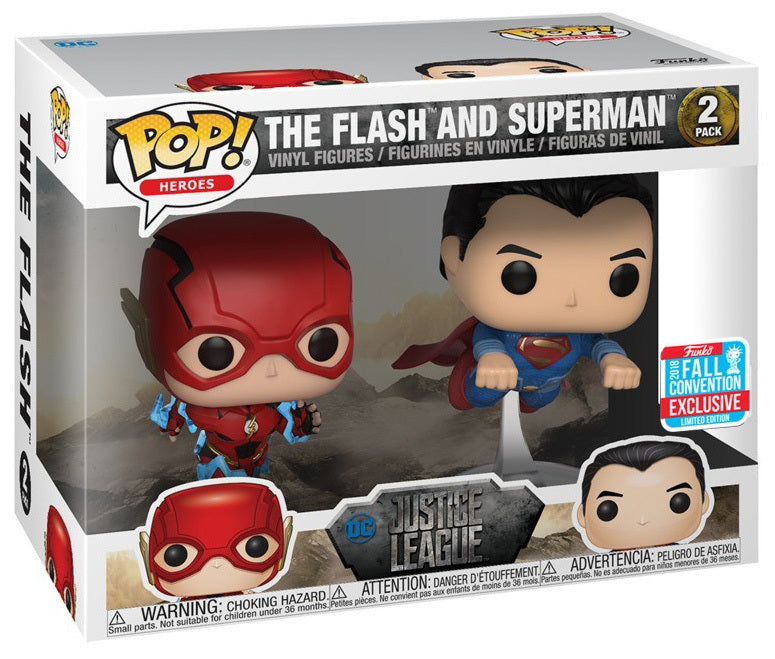 Funko POP! Heroes: The Flash And Superman 2 pack 2018 Fall Convention