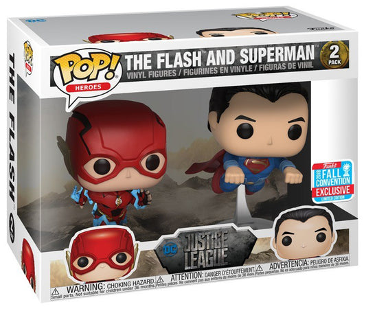 Funko POP! Heroes: The Flash And Superman 2 pack 2018 Fall Convention