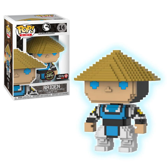 14 Raiden (8-bit) (Glow in the Dark) Chase Mortal Kombat GameStop Funko PoP! + PoP Protector