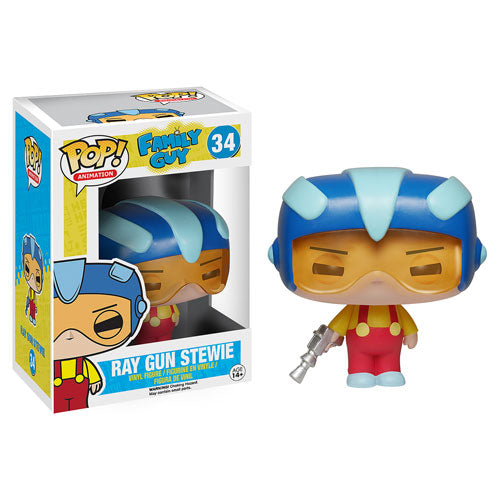 Funko Pop! Family Guy - Ray Gun Stewie #34 Vinyl Figure (BOX WEAR) + PoP Protector (VAULTED)