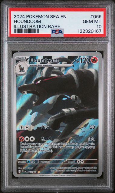 Pokemon TCG! 2024 POKEMON SFA EN-SHROUDED FABLE #066 HOUNDOOM ILLUSTRATION RARE PSA 10