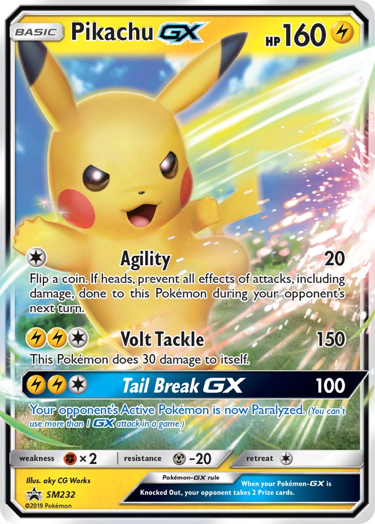 Pokemon TCG! Pikachu GX 2019 SM Black Star Promo #SM232