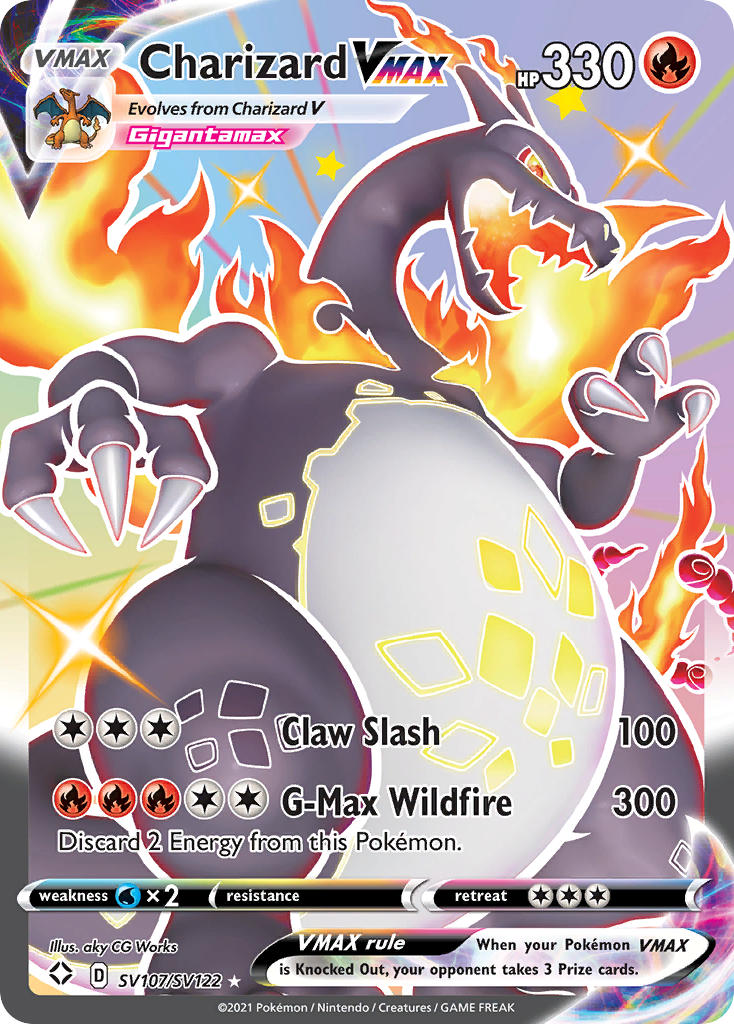 Pokemon TCG! Charizard VMAX 2021 Shining Fates #SV107/SV122 Shiny Rare Near Mint