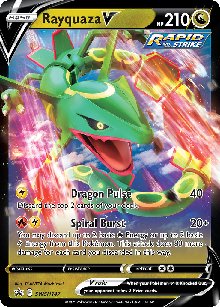 Pokemon TCG! Rayquaza V 2021 SWSH Black Star Promo #SWSH147