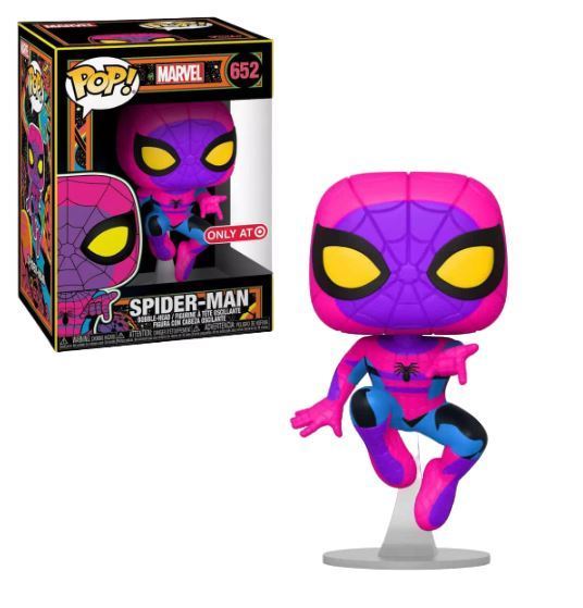 FUNKO Pop! Marvel Blacklight Spider-Man #652 Target Exclusive + PoP Protector