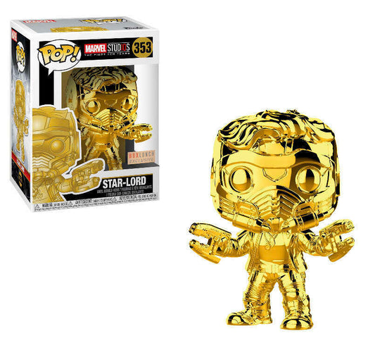 Funko POP! Marvel Star Lord #353 Box Lunch Exclusive MCU Anniversary Chrome Gold + PoP Protector