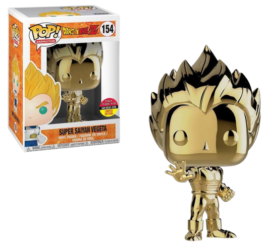 Super Saiyan Vegeta Super Saiyan Vegeta (Gold Chrome) SDCC 2018 Toy Tokyo Exclusive 154 + PoP Protector