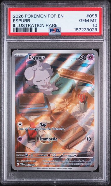 Pokemon TCG! 2026 POKEMON POR EN-PERFECT ORDER #095 ESPURR ILLUSTRATION RARE PSA 10