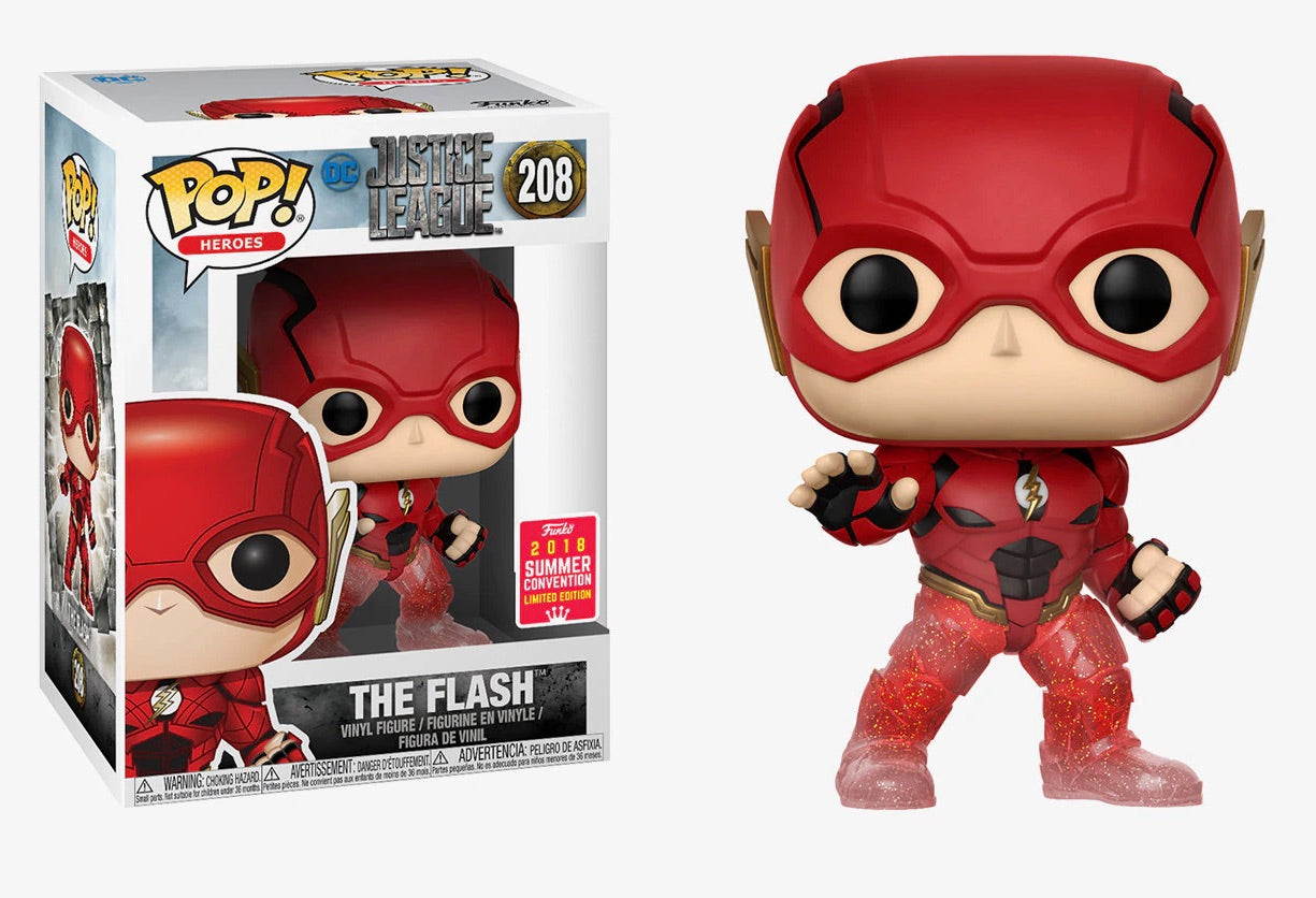 Funko PoP! Heroes 208 The Flash (Justice League) (Running) 2018 Summer Convention Limited Edition + PoP Protector