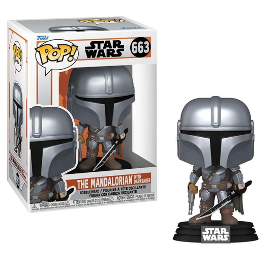 Funko Pop! Star Wars The Mandalorian with Darksaber 663 + PoP Protector