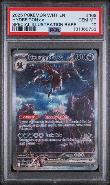 Pokemon TCG! 2025 POKEMON WHT EN-WHITE FLARE #169 HYDREIGON ex SPECIAL ILLUSTRATION RARE PSA 10