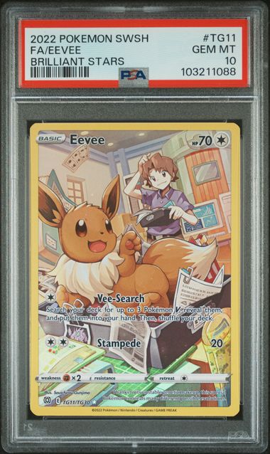 Pokemon TCG! 2022 POKEMON SWORD & SHIELD BRILLIANT STARS #TG11 FA/EEVEE BRILLIANT STARS PSA 10