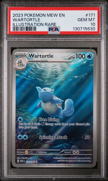 Pokemon TCG! 2023 POKEMON MEW EN-151 #171 WARTORTLE ILLUSTRATION RARE PSA 10