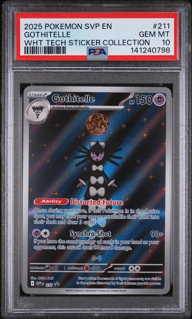 Pokemon TCG! 2025 POKEMON SVP EN-SV BLACK STAR PROMO #211 GOTHITELLE WHT TECH STICKER COLLECTION PSA 10