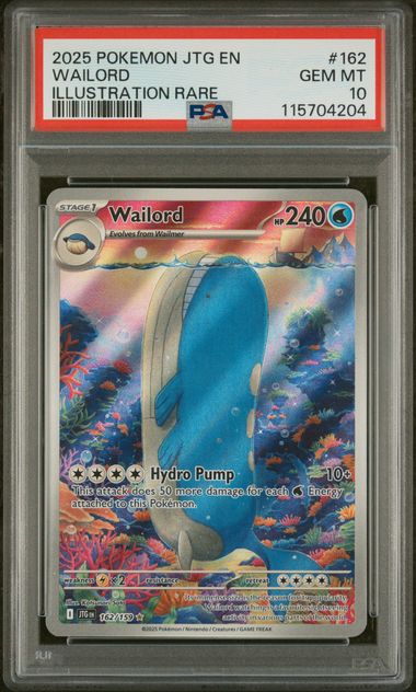 2025 POKEMON JTG EN-JOURNEY TOGETHER #162 WAILORD ILLUSTRATION RARE PSA 10