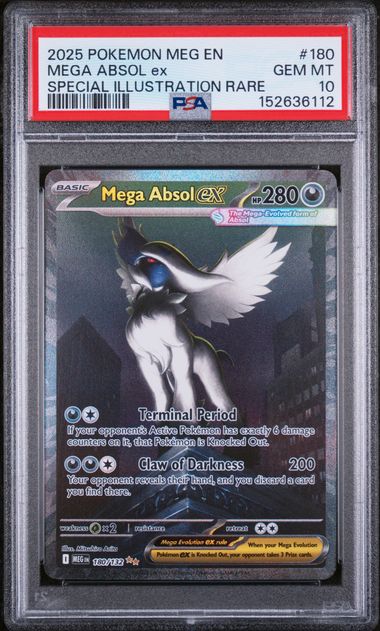 Pokemon TCG! 2025 POKEMON MEG EN-MEGA EVOLUTION #180 MEGA ABSOL ex SPECIAL ILLUSTRATION RARE PSA 10
