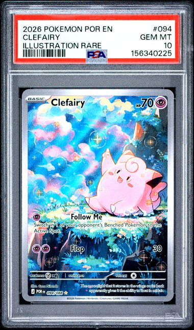 Pokemon TCG! 2026 POKEMON POR EN-PERFECT ORDER #094 CLEFAIRY ILLUSTRATION RARE PSA 10