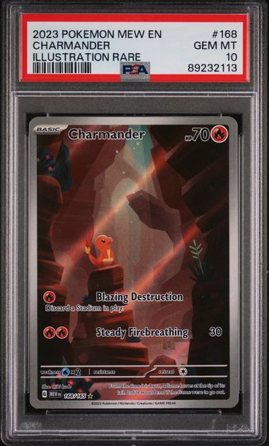 2023 POKEMON MEW EN-151 #168 CHARMANDER ILLUSTRATION RARE PSA  10