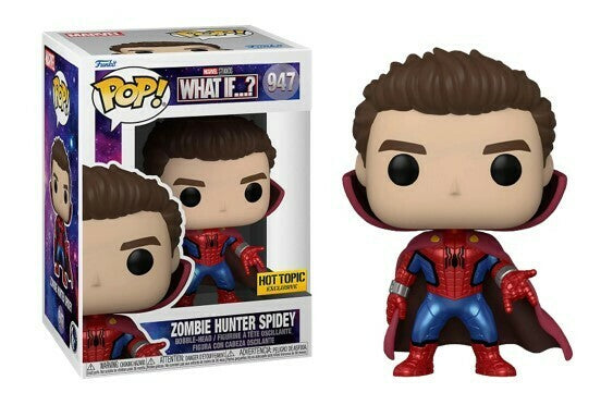 Funko Pop! Marvel Studios What If…? Zombie Hunter Spidey (Metallic | Unmasked) 947 + PoP Protector