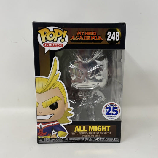 Funko Pop! My Hero Academia - All Might (Silver Chrome) Funimation Celebrating 25 Years Of Fun 248 + Protector