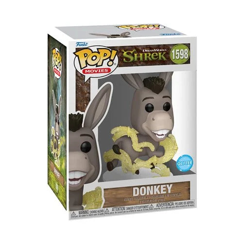 Shrek DreamWorks 30th Anniversary Donkey Glitter Funko Pop! Vinyl Figure #1598 + Pop Protector