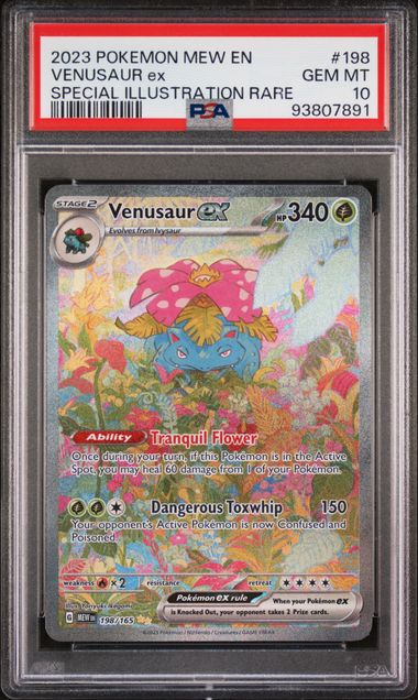 Pokemon TCG! 2023 Pokemon Scarlet and Violet 151 Special Illustration Rare Venusaur Ex #198 PSA 10