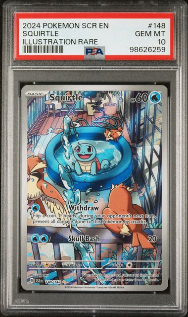 Pokemon TCG! 2024 POKEMON SCR EN-STELLAR CROWN #148 SQUIRTLE ILLUSTRATION RARE PSA 10