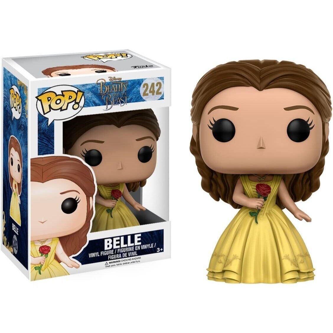 FUNKO Pop Belle with rose 242 Beauty and the Beast Disney with Protector
