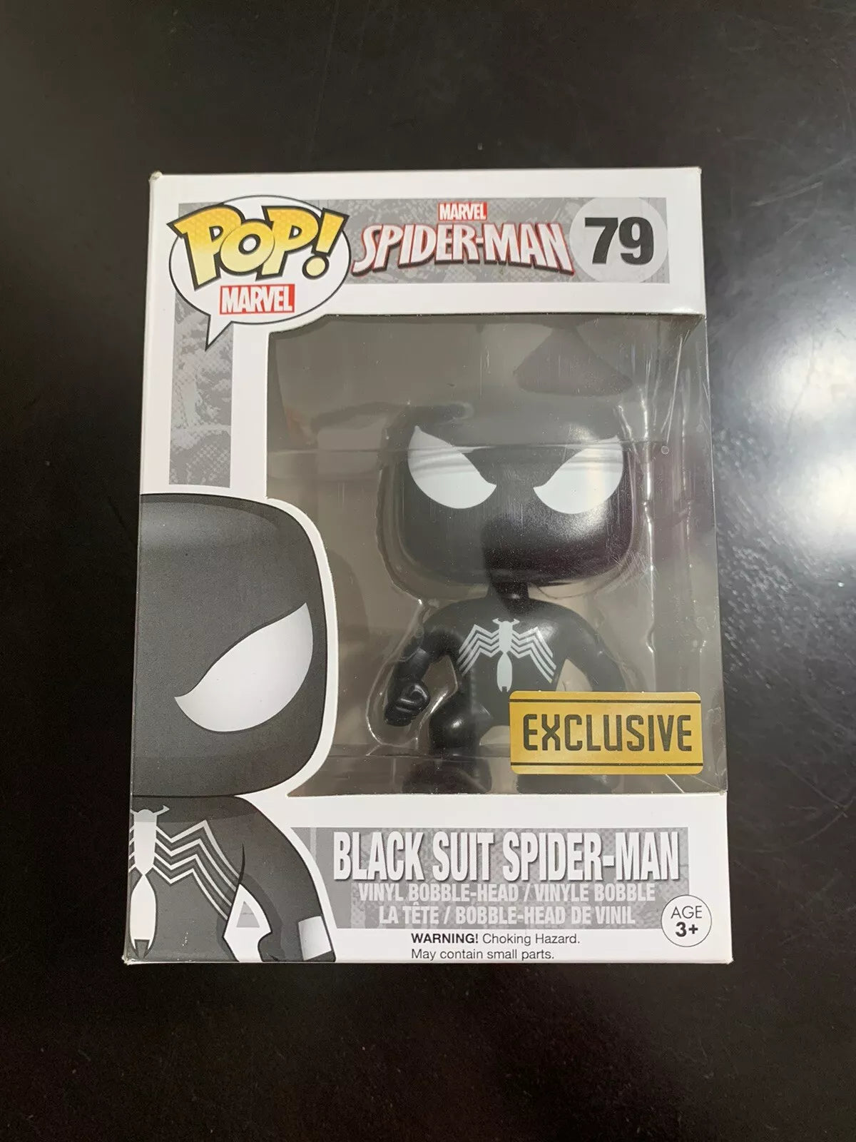Funko Pop! Marvel Spider-Man - Black Suit Spider-Man 79 Exclusive (box wear) + Free Protector