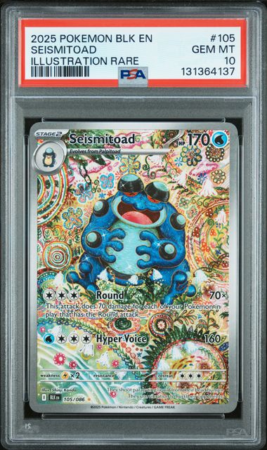 Pokemon TCG! 2025 POKEMON BLK EN-BLACK BOLT #105 SEISMITOAD ILLUSTRATION RARE PSA 10
