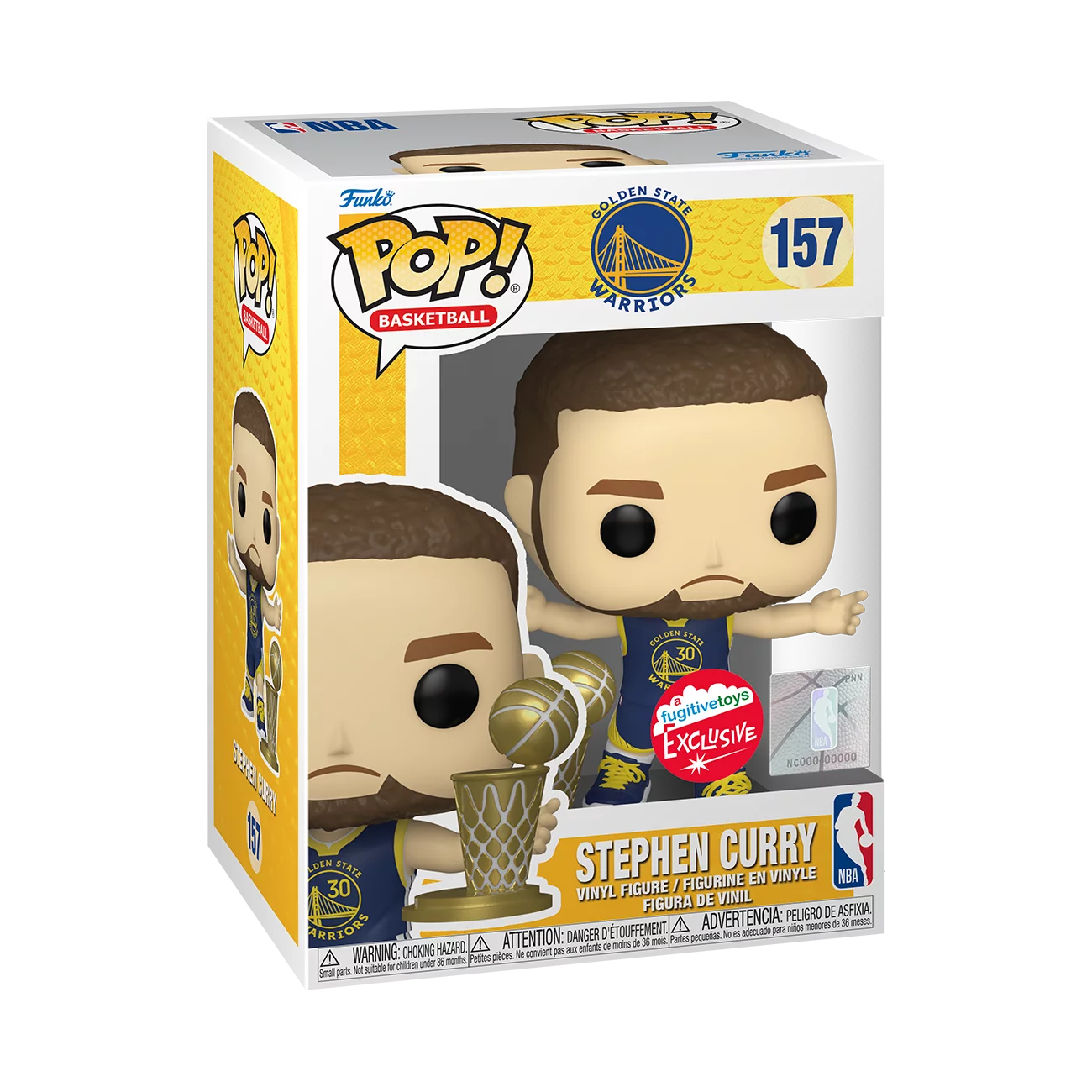 Funko Pop! NBA Golden State Warriors - Stephen Curry #157 Fugitive Toys Exclusive + Pop Protector