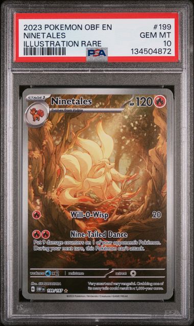 Pokemon TCG! 2023 POKEMON OBF EN-OBSIDIAN FLAMES #199 NINETALES ILLUSTRATION RARE PSA 10
