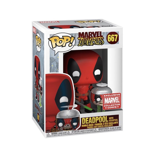 Funko POP! Marvel Zombies #667 - Deadpool with headpool Marvel Collector Corps + PROTECTOR!