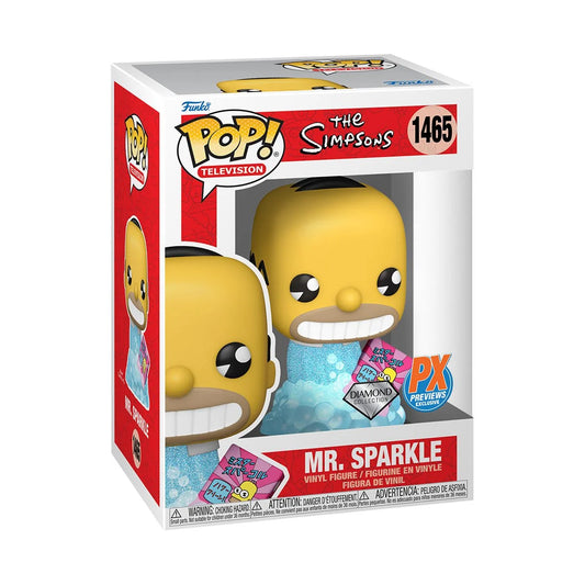 Funko Pop! The Simpsons Mr. Sparkle 1465 Diamond Glitter Previews Exclusive + Free Protector