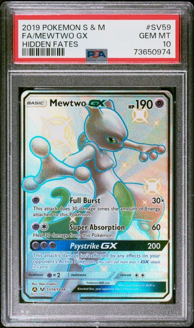 Pokemon TCG! 2019 Pokemon Sun and Moon Hidden Fates Shiny Vault Mewtwo Gx #SV59