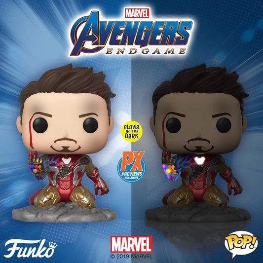 Funko POP! Marvel Avengers Endgame - Iron Man (I Am Iron Man) #580 GITD PX Exclusive + PROTECTOR!