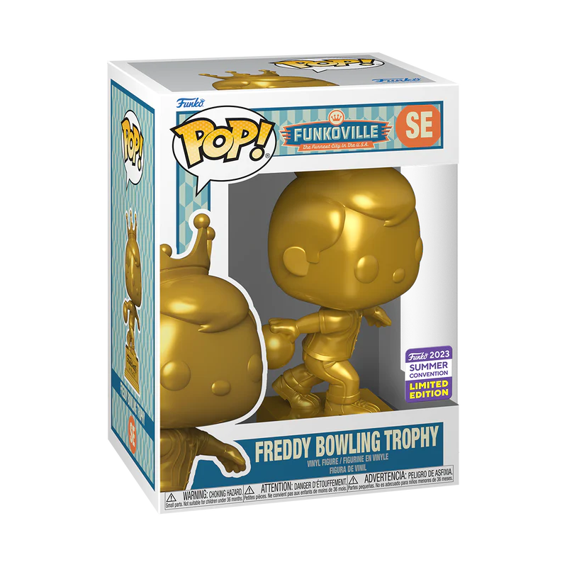 FUNKO POP! FUNVILLE FREDDY BOWLING TROPHY #SE 2023 SDCC SHARED EXCLUSIVE + POP PROTECTOR