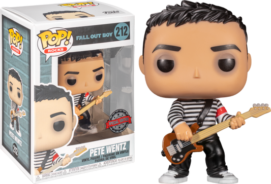 Funko Pop! Fall Out Boy - Pete Wentz in Black & White Sweater Vinyl Figure 212 Special Edition + PoP Protector