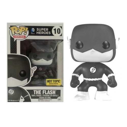 Funko POP! Heroes: DC #10 - The Flash Black And White Hot Topic Exclusive + PROTECTOR!