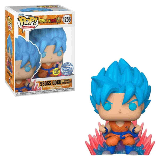 Funko Pop! Dragon Ball Z SSGSS Goku (Kaio-Ken Times Twenty) 1256 Glows in the Dark Funko Special Edition + Free Protector