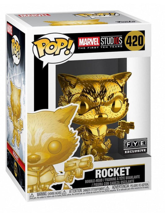 Funko POP! Marvel 10 years #420 - Rocket FYE GOLD + PROTECTOR!