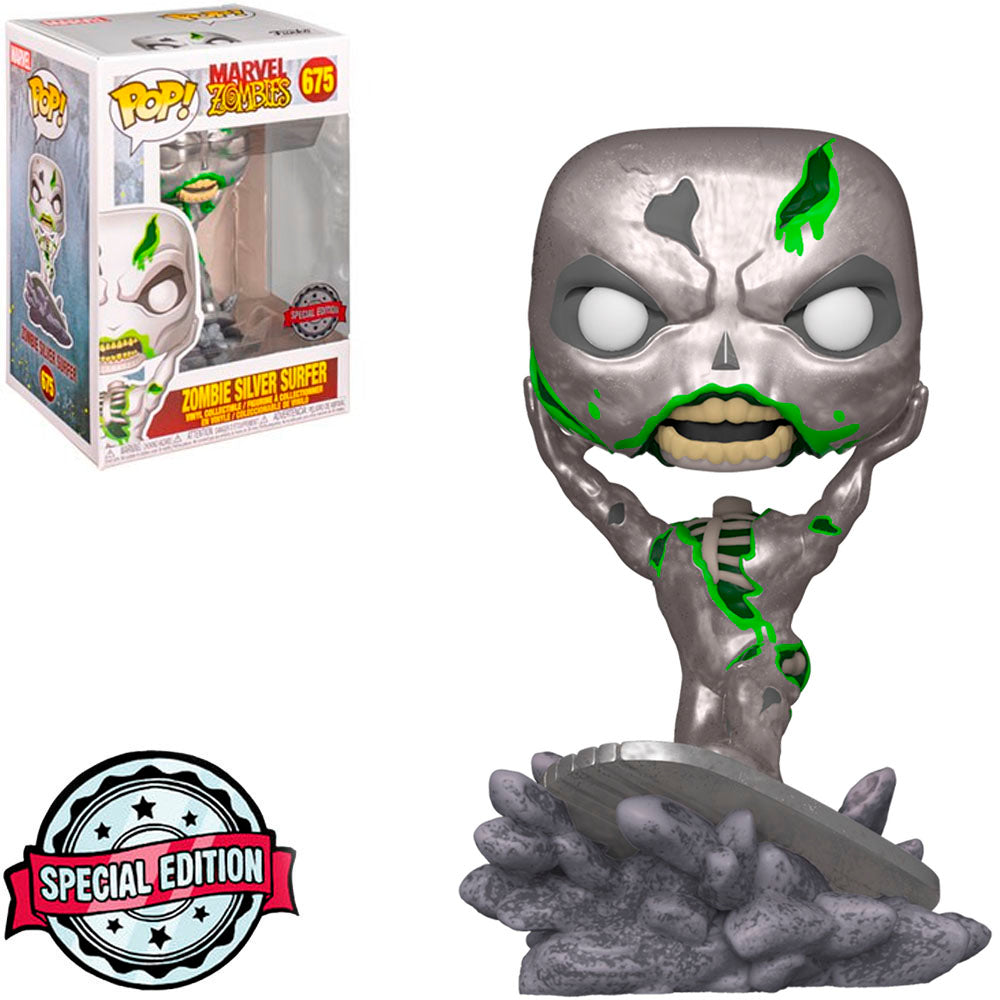 Funko POP! Marvel Zombies #675 - Zombie Silver Surfer Special Edition + Protector!