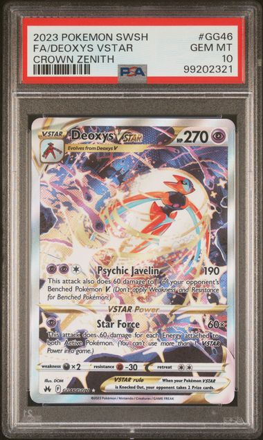 2023 POKEMON SWORD AND SHIELD CROWN ZENITH #GG46 FA/DEOXYS VSTAR CROWN ZENITH PSA 10