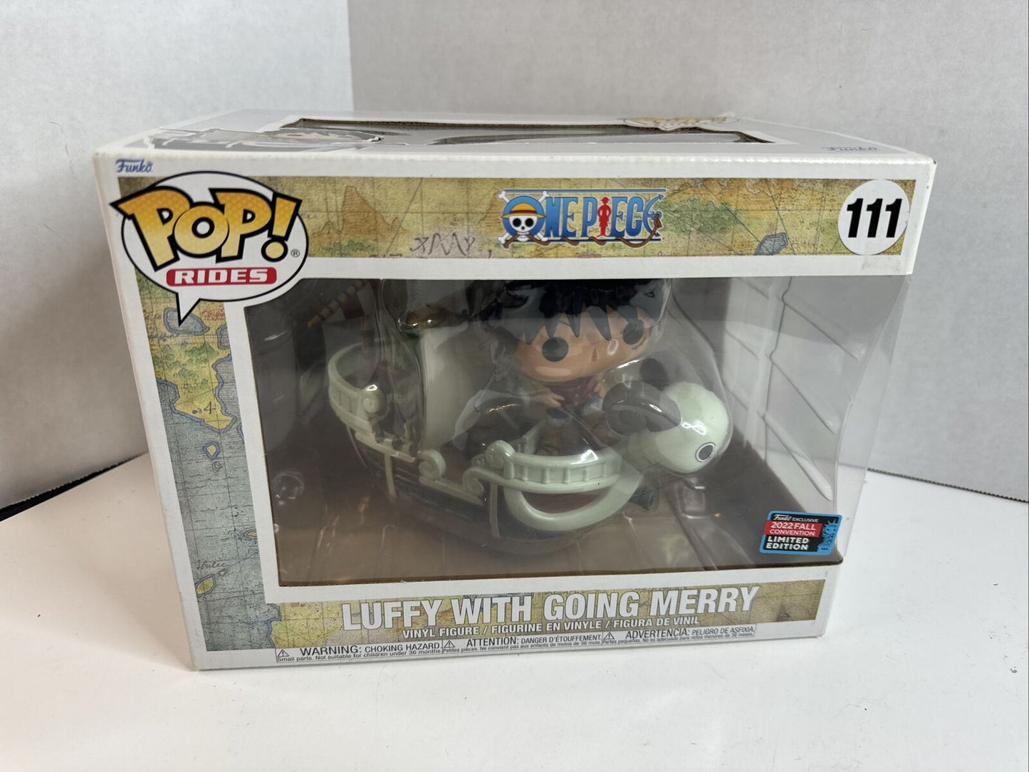 111 Funko Pop! One Piece Luffy With Going Merry 2022 (possible box wear)