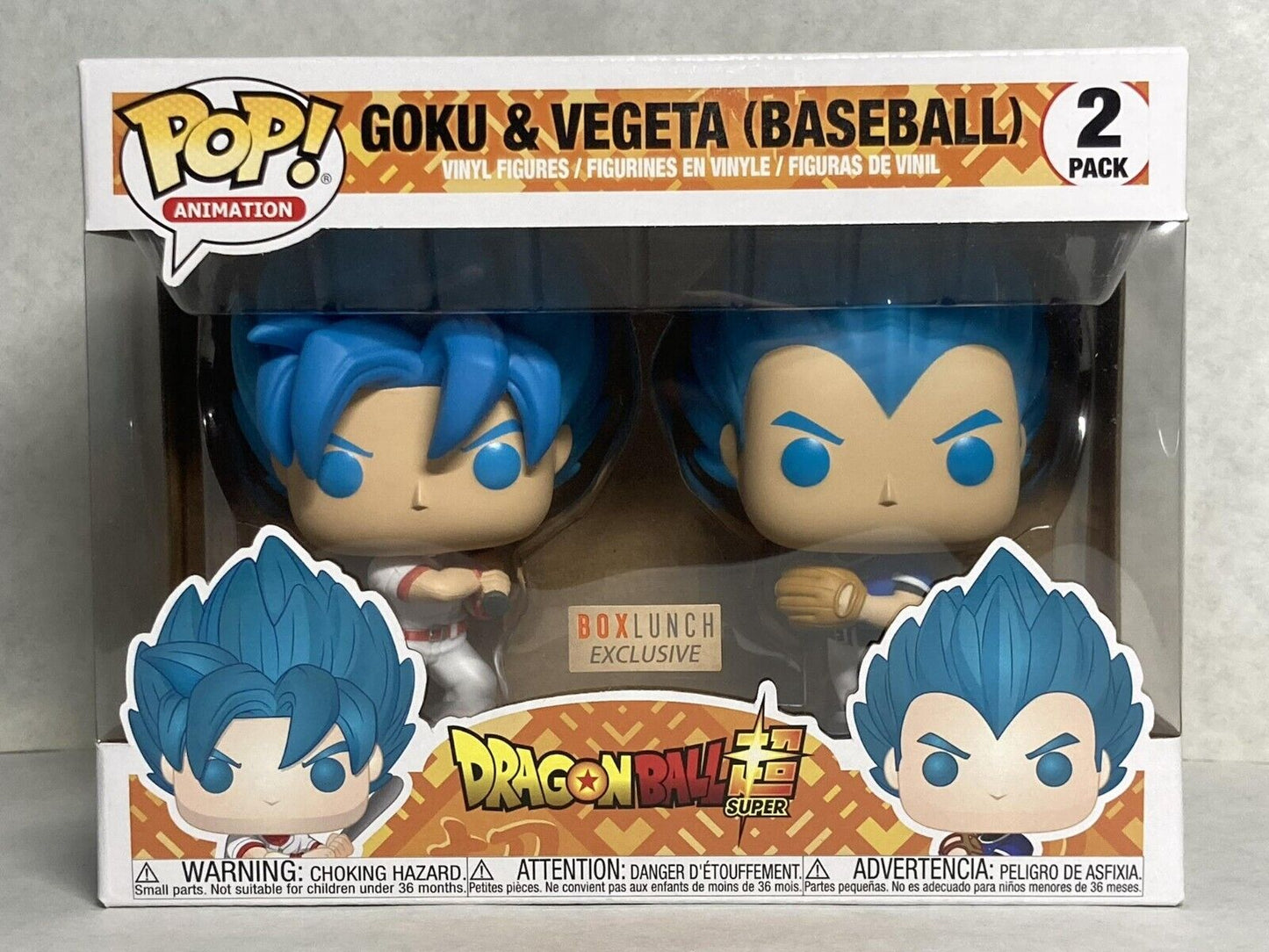 Funko Pop! Animation Anime- Dragonball Super Goku and Vegeta (BASEBALL 2 PACK) Box Crease top of box