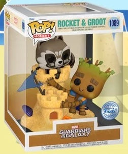 Rocket and Groot Beach Day Funko Pop Moment Exclusives 1098 Guardians of the Galaxy